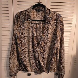 Endless Rose faux wrap snakeskin print blouse